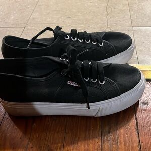 Black Superga Platform Canvas Sneakers